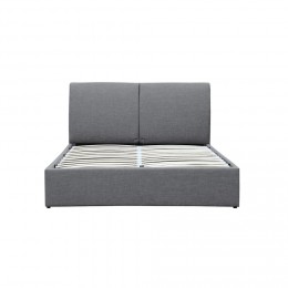 Cadre de lit avec coffre et tête de lit gris foncé