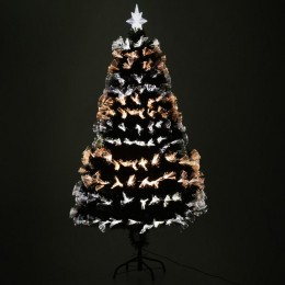 Sapin de Noël artificiel lumineux fibre optique LED 3 couleurs + support pied Ø 70 x 150H cm 170 branches étoile sommet brillante vert