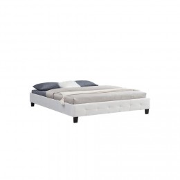 Lit double futon CORSE 160 x 200 cm avec sommier revêtement en tissu blanc