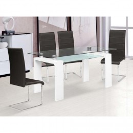 Table repas Eva - 150 x 80 x 75 cm - Blanc laqué