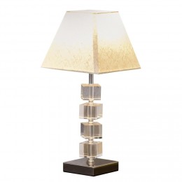Lampe en cristal - lampe de table design contemporain - Ø 20 x 47H cm - abat-jour polyester blanc beige