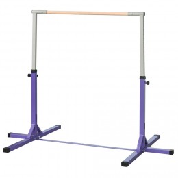 Barre fixe de gymnastique enfant - barre de gymnastique hauteur réglable 13 niveaux 92 à 150 cm - acier violet bois massif hêtre