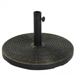 Pied de parasol rond base de lestage Ø 53 x 30 cm résine imitation rotin poids net 25 Kg noir bronze