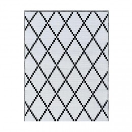 Tapis d'extérieur en plastique tressé - 150x220cm - Noir - Réversible - 100% polypropylène - 400gr / m2 - TUNIS