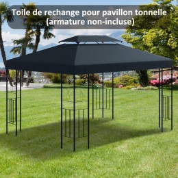 Toile de rechange pour pavillon tonnelle tente 3 x 4 m polyester haute densité 180 g/m² gris foncé
