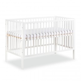 FRANK Lit bébé sommier réglable et barreaux amovibles - Blanc120x60 cm