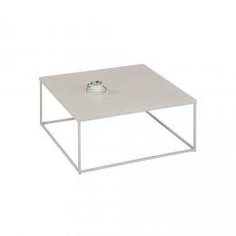 Table basse carré HILAR cadre et plateau en métal laqué blanc