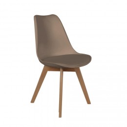 Chaise scandinave coque avec coussin taupe