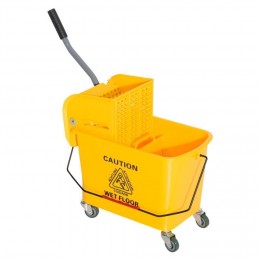 Chariot de nettoyage lavage seau de ménage 20 L avec essoreur et séparateur eau sale propre jaune 60L x 27l x 71H cm