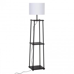 Lampadaire design contemporain 3 étagères intégrées 40 W max. dim. 34L x 34l x 150H cm MDF métal noir abat-jour blanc