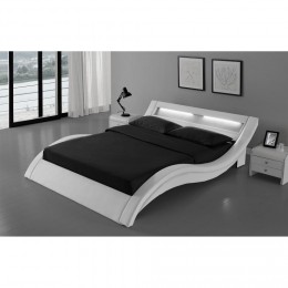 Cadre de lit en simili Blanc avec LED intégrées 140x190cm