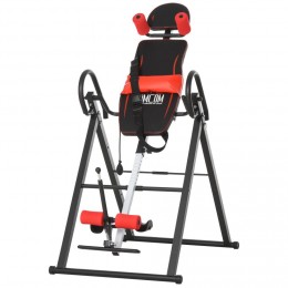 Table d'inversion de musculation pliable ceinture de sécurité réglable angle inversé ajustable 3 niveaux acier rouge noir
