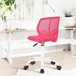 Chaise de bureau enfant hauteur réglable roulettes fushia rose et blanc