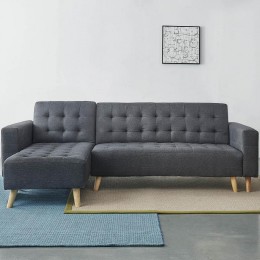 Canapé d'angle gauche scandinave gris 5 places