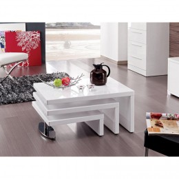 Table basse design Elysa - 80 x 59 x 37,5 cm - Blanc laqué