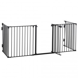 Barrière de sécurité parc enclos chien modulable pliable porte intégrée 300L max. x 76H cm métal PP noir