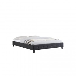 Lit double futon CORSE 160 x 200 cm avec sommier revêtement en tissu noir
