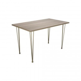 VOLTAIRE Table avec plateau imitation bois et pieds métal