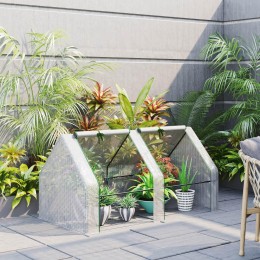 Mini serre de jardin serre à tomates 180L x 90l x 90H cm acier PE haute densité 140 g/m² anti-UV 2 fenêtres avec zip enroulables blanc