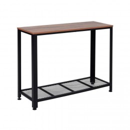 Console table d'appoint Vintage style industriel dim. 101L x 35l x 80H cm étagère métal noir panneaux particules imitation bois