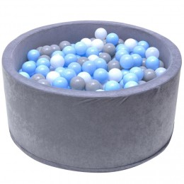 WELOX Piscine 200 balles Ø 90 cm pour bébé Gris Balles bleues