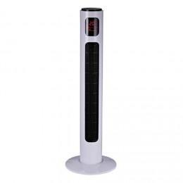 Ventilateur colonne tour programmable oscillant silencieux 45 W avec télécommande écran affichage minuterie 3 modes 3 vitesses 32L x 32l x 96H cm blanc noir