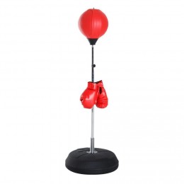 Punching ball sur pied réglable en hauteur 126-144 cm avec gants, pompe et base de lestage rouge