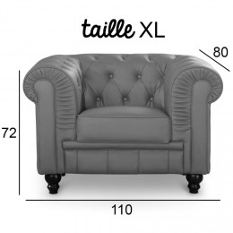 Grand fauteuil Chesterfield Gris
