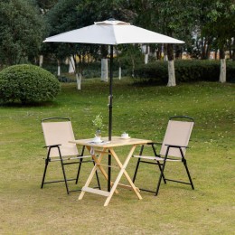 Table de jardin camping pliable plateau à lattes dim. 70L x 70l x 70H cm espace parasol bois sapin pré-huilé