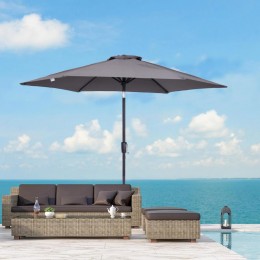 Parasol inclinable de jardin balcon terrasse manivelle toile polyester imperméabilisée haute densité 180 g/m² Ø2,7 x 2,35H m alu gris