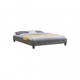 Lit double futon GOMERA 160 x 200 cm avec sommier revêtement synthétique gris