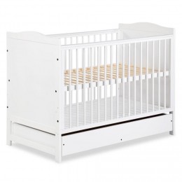 FELIX Lit bébé enfant évolutif à barreaux en bois 120X60 + tiroir Blanc