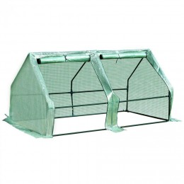 Mini serre de jardin serre à tomates 180L x 90l x 90H cm acier PE haute densité 140 g/m² anti-UV 2 fenêtres avec zip enroulables vert