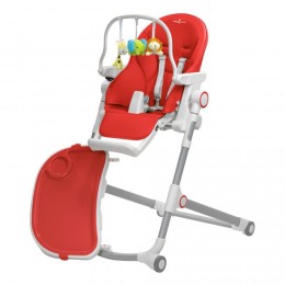 HUGO Chaise haute pliable et inclinable + arche de jeux - Rouge