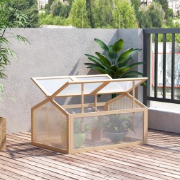 Mini serre de jardin serre à tomates dim. 102L x 71l x 53H cm double toit ouvrable 2 niveaux panneaux polycarbonate bois sapin pré-huilé