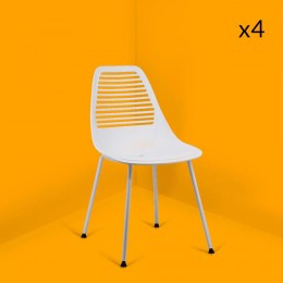 Lot de 4 chaises design métal blanc