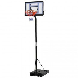 Panier de Basket-Ball sur pied avec poteau panneau, base de lestage sur roulettes hauteur réglable panier 1,83 - 3,05 m noir blanc