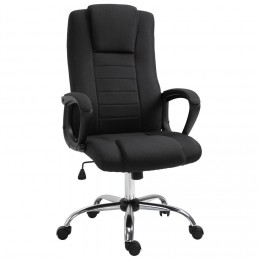 HOMCOM Fauteuil de bureau à roulettes chaise manager ergonomique pivotante hauteur réglable lin noir