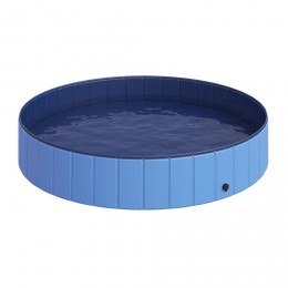 Piscine pour chien bassin PVC pliable anti-glissant facile à nettoyer diamètre 160 cm hauteur 30 cm bleu
