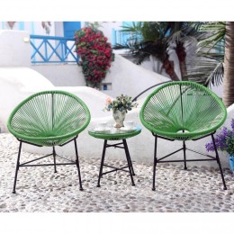 Ensemble 2 fauteuils oeuf + table basse vert