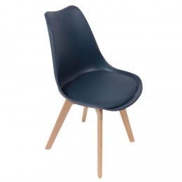 Chaise scandinave coque rembourrée bleu