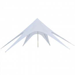 Tente de jardin XXL en étoile bâche anti-pluie voile d'ombrage toile de camping 10L x 10l x 4H m polyester haute densité 210D imperméable blanc
