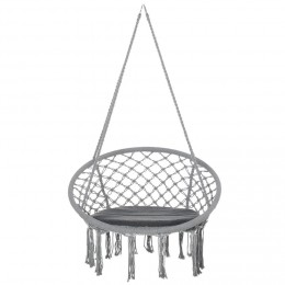 Chaise suspendue chaise hamac de voyage portable Ø 80 x 42H m macramé coton polyester gris