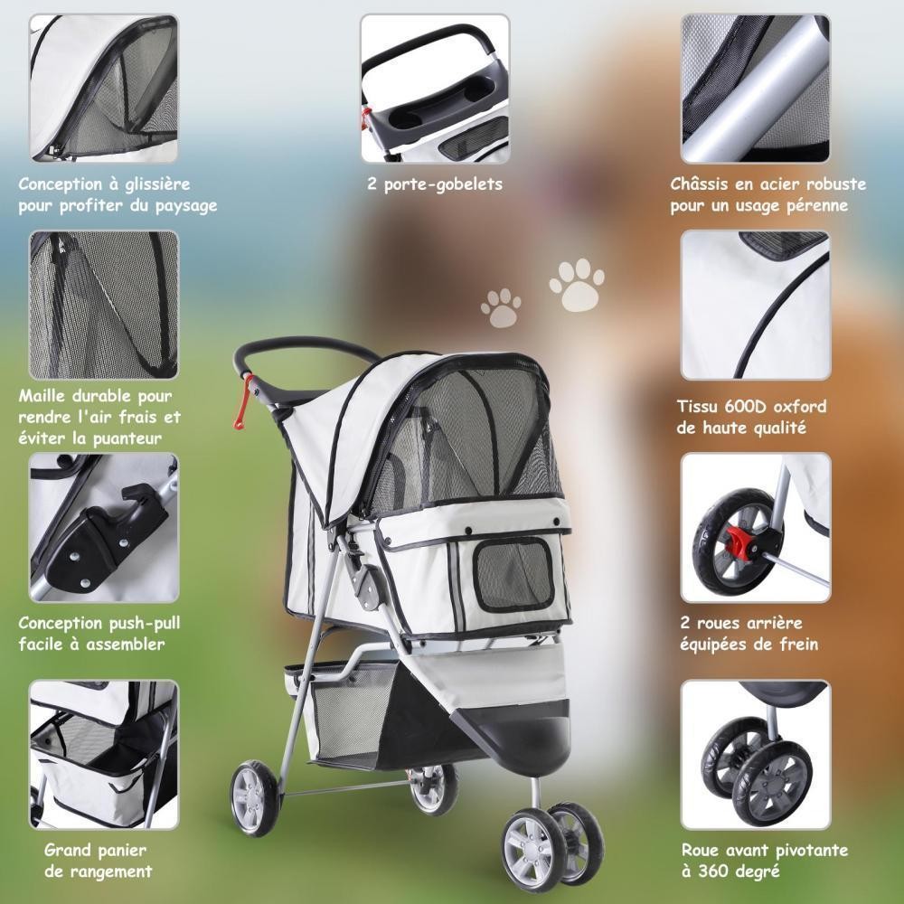 Poussette Buggy Pour Chien Chat Animaux Cage De Transport Pour Chien Et Chat Transport Et Dressage Animalerie Gifi