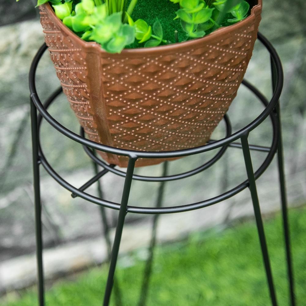 en.casa] Set de 2 Supports de Plante Cache-Pot Pot de Fleur Bac à Fleurs  Vase Métal Noir Tailles Différentes : : Jardin