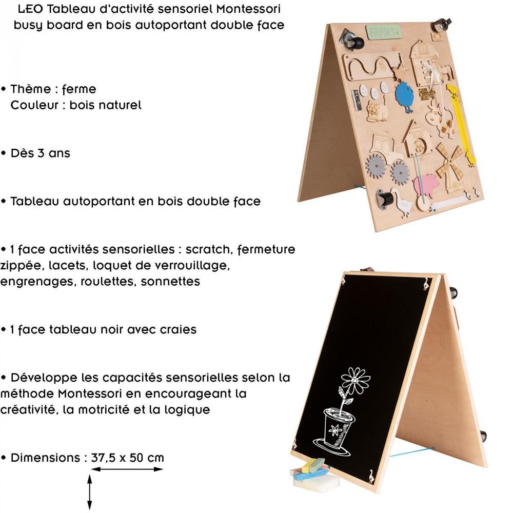 LEO Tableau d'activité sensoriel Montessori busy board en bois