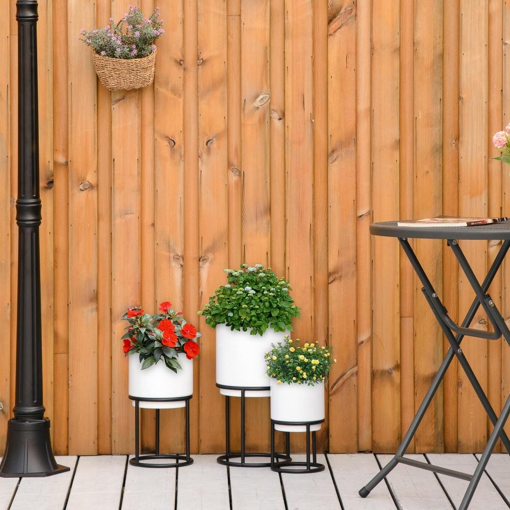 Lot de 4 supports de pot de fleurs ronds en plastique pour intérieur et  extérieur, protection de sol (20 cm) : : Terrasse et Jardin